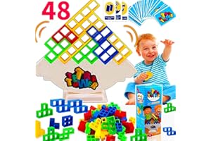 Binggunyo Tetra Tower Gioco Stacking Blocks Balance Puzzle Board Assemblaggio Mattoni Tetra Tower Tetra Tower Balance Game Blocchi Di Costruzione Russi Gioco Tetris Stacking Blocks Gioco (48pcs)