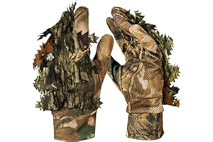 GUGULUZA 3D Leaf Camo Gloves, Camouflage Hunting Gloves