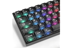 dagaladoo Clear Keycaps 60% Black Transparent Keyboard Caps OSA Profile PC Material Keycaps for 61/64/66/68 Cherry Gateron MX Switches Mechanical Keyboard (82 Keys, Only