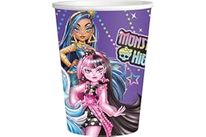 BeenSmile, VASOS MONSTER HIGH, Vasos para Niños - Decoración Cumpleaños Infantiles - Artículos para Fiestas y Celebraciones - 8 Unidades - 250 Ml