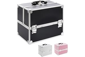 Arebos Conteneur Cosmetics 20 L |Mallette Maquillage |Rangement Valise|Compartiments coulissants sur Les Deux côtés | Noir