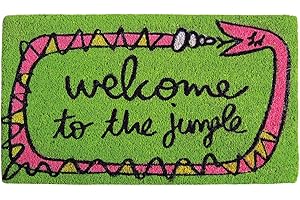 Laroom Felpudo diseño Welcome To The Jungle, Jute & Base Antideslizante, Verde, 40x70x1.8 cm