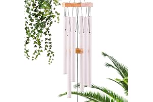 UpBlend Outdoors Wind Chimes for Outside - 29" Cottage-White Wind Chime Outdoor, Zen Garden Chimes for Outdoors, Tin Windchime, Decor Windchimes for Mom, Grandma, Gifts for Her