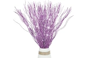KKSTY Paquete de 12 púas de purpurina para decoración de árbol de Navidad, corona, guirnalda, arreglo floral, relleno de árbol de Navidad (morado)