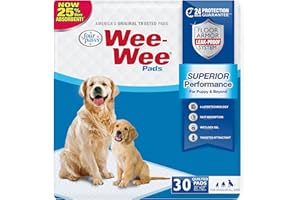 Four Paws Wee-Wee Superior Performance Pee Pads for Dogs & Puppies, with 6-Layer Leak Proof Technology, for House Training – Large, 56cm x 58cm (22" x 23"), (30 Count)