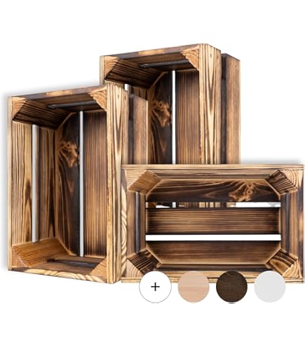 Boîte De Rangement En Pin Massif Noir – 40x30x13 Cm, Poignées, Style Rustique Pour Bureau Ou Maison