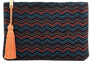 Otto Angelino Pochette di Design da Donna in tessuto con Nappina sulla Zip - Perfetta per organizzare la borsa, per trucchi, chiavi, specchietto e carte di credito, come pochette per la sera