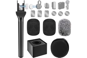Geekria poignée de micro pour DJI Mic 2, support de microphone compatible avec Hollyland Lark M2S, micro-cravate Rode Wireless GO, magnétique avec 3 filtres anti-pop pour le vlogging et les reportages