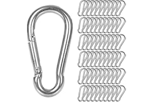 LOLYSIC 60 Stück 8X80mm Karabiner mit Schnappverschluss (M8),belastbar bis 250 kg Kletterhaken,Klein Feuerwehr Karabiner Haken, Carabiner mit Schnapphaken für Rucksack, Hundeleine, Camping, Angeln, Reisen