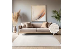 ‎PACO HOME Paco Home Teppich In- & Outdoor, Moderne abstrakte Boho Designs mit 3D Struktur, robust & wetterfest, ideal für Terrasse Wohnzimmer & Küche, Grösse:200x290 cm, Farbe:Creme 2