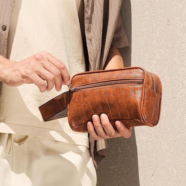 Lifelong Toiletry Bag for Men & Women | Vegan Leather Travel Pouch | Shaving Kit, Grooming & Makeup Organizer 