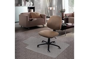 Kuyal Carpet Chair Mat, 48" x 36" PVC Home Office Desk Chair Mat for Floor Protection, Clear, Studded, BPA Free Matte Anti-Slip with Lip