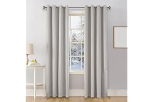 CUCRAF Linen Look Full Blackout Curtains Set with Eyelet Thermal Insulated Bedroom Curtains with Coating Back Layer for Bedroom Nursery 46 x 72 Inch Off White Pack of 2