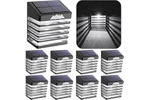 AloftSun Solar Lights Outdoor 8 Pack, Solar Fence Lights Outdoor Decorative with 2 Modes Smart Side Button, IP65 Waterproof for Solar Garden Lights, Garden Fence Solar Lights Cold White