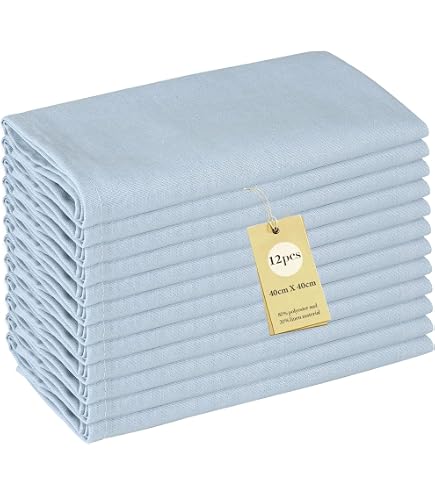 Socomi 6 Tovaglioli Di Stoffa Grigi E Blu In Lino (43x43 Cm) - Lavabili E Riutilizzabili Per Feste E Decorazioni
