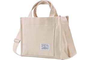 Bototack Women Corduroy Tote Bag, Casual Crossbody Bag with Adjustable Strap, Small Shoulder Handbag Purse for School, Work, Shopping, Travel