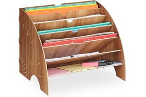 ‎RELAXDAYS Relaxdays Dokumentenablage, 6 Ablagefächer, DIN A4, HxBxT: 27 x 34 x 27 cm, Büro & Schule, Büro-Organizer, MDF, braun