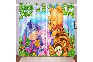 HNSRYLQX Winnie Puuh Verdunklungsgardine Ösen Für Schlafzimmer, Kinder Vorhänge, 100% Polyeste Vorhang Kinderzimmer Junge (1,150x 166 cm)