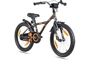 PROMETHEUS BICYCLES Velo 18 Pouces Garcon Fille Velo Enfant pour 5 a 6 Ans - Vélo BMX avec Frein à rétropédalage en Noir a Orange