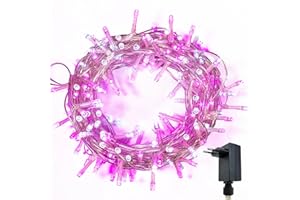 WISD Luci di Natale - Catena Luminosa 400 LED 23M Esterno Interno con Timer e Funzione di Memoria - Decorazioni Natalizie per Albero di Natale, Giardino, Matrimonio e Festa (Rosa + Bianco)