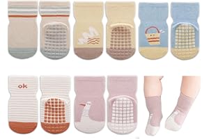 Exemaba Rutschfeste Socken für Baby Mädchen Jungen 5 Paar Kinder Anti Rutsch Socken Sportsocken Stoppersocken