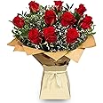 Just Roses - Red Bouquet - Beautiful Fresh Flowers, Flower Delivery, Perfect Birthday bouquet, Anniversary and Thank You Gift with cut flower food.