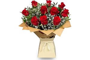 ALL OCCASIONS FLORISTS Just Roses - Red Bouquet - Beautiful Fresh Flowers, Flower Delivery, Perfect Birthday bouquet, Anniversary and Thank You Gift with cut flower food.