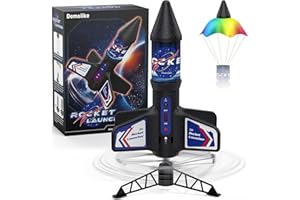 Demolike Rocket Launcher for Kids, Automatic Launch up to 200 ft with LED Lights and Safety Parachute, Outdoor Toys Air Rocket Gifts for Kids Age 4-8 8-12 Years Old