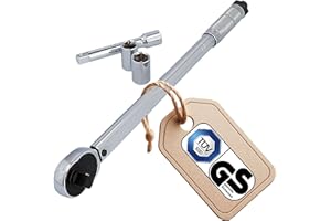 ‎UNITEC UNITEC Drehmomentschlüssel, Einstellbar von 40 bis 210 Nm, Antrieb 1/2" Vierkant, mit Stecknüssen 17/19 mm und Verlängerung, Silber