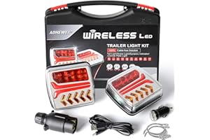 AOHEWEI Feux arrière de remorque sans fil LED Feux arrière de camion magnétiques sans câble 12 V approuvés ECE avec prise 7 broches pour remorque, camion, caravane ou camion