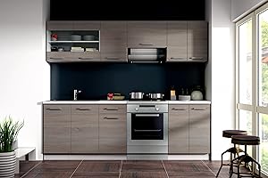 ‎KÜCHEN-PREISBOMBE Kuechen-preisbombe Küche Dave 240 cm Küchenzeile Küchenblock variabel stellbar Eiche Sonoma Trüffel