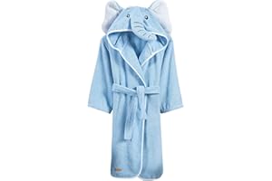 ELY PARKER Albornoz de Baño Niños y Niñas, Tela de Toalla de Algodón Turco, con Capucha, Animal, Súper Suave, Absorbente, Cómodo, Grueso