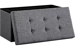 ‎ZEDELMAIER Zedelmaier Sitzbank mit Stauraum Polsterbank Sitzhocker Sitztruhe belastbar bis 300 kg 76 x 38 x 38 cm(Leinen - Dunkelgrau)