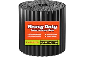 LAVEVE Corrugated Metal Garden Edging - Sturdy Border Perfect for DIY Flower Beds and Landscaping Borders (Black, 10 Inch x 20FT)