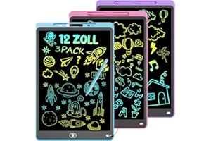 Electight LCD Schreibtafel 3 Stück, 12 Zoll Maltafel mit Abschließbar Löschen-Taste, Schreibtafel mit Stift, Umweltschutz Augenpflege Zaubertafel, Lernspielzeug-Geschenk für 3-8 Jahre Kinder