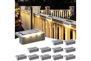 Solpex 12 stycken solcellslampor för utomhusbruk, varmvit, trappljus, vattentät, LED-belysning för utomhus, trappa, staket, t