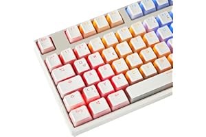 YMDK White Black Pudding German ISO QWERTZ Double Shot PBT Shine Through Keycap Custom OEM Profile Keycaps for MX Switches Mechanical Keyboard