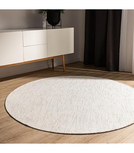 benuta Jutta Nature Jute tapijt, rond 120 cm, handgeweven woonkamertapijt, natuurlijk design, geschikt voor vloerverwarming