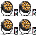 Starlitflow 4PCS Mini Par LED Sans Fil RGB 12 LED, 2200mAh Projecteur Par Batterie Rechargeable avec Télécommande, 4-6h Autonomie Lumière de Scène pour Bars DJ Discos Mariages Halloween Noël