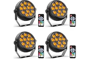 Starlitflow 4PCS Mini Par LED Sans Fil RGB 12 LED, 2200mAh Projecteur Par Batterie Rechargeable avec Télécommande, 4-6h Autonomie Lumière de Scène pour Bars DJ Discos Mariages Halloween Noël
