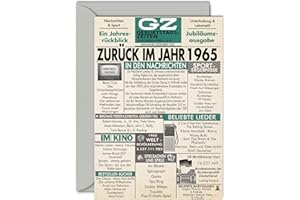 Stuff4 60. Geburtstagskarten für Männer Frauen - Zurück im Jahr 1965 Zeitung - 60 Alles Gute zum Geburtstag Jahrestag Hochzeitstag Karte Vintage Jahrgang Geboren 1965 127mm x 178mm Glückwunschkarten