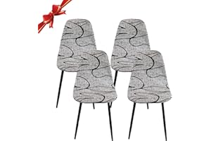 Jaotto Housse de Chaise Scandinave Lot de 4, Housse de Chaise de Salle à Manger Scandinaves Extensible,Couverture de Chaise Élastique Universel pour Décoration de Maison,Gris Fleur