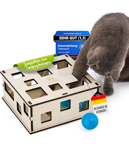 Produktbild von Generisch Katzen Puzzle Spielzeug - Labyrinth Puzzler Box | Interaktives Katzenspielzeug | Kratzspiel Mit Klingel | Bereicherungsspielzeug Für Katzens | Filz Labyrinth Bahn Puzzle-Spielbox
