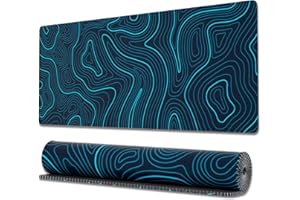 Ovenbird – Grand tapis de souris de jeu 4 en 1, repose-poignet, pour clavier et souris, dessous de verre, accessoires de bureau ergonomique pour homme et femme, 90 x 40 cm, carte topographique, blanc