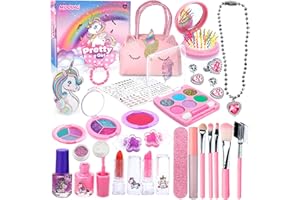 ENCOUN 32PCS Jouet, Ensemble de Maquillage Lavable pour Enfants, Valise Beauté Cadeau d'anniversaire de Noël pour fille de 4 à 10 ans