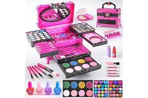 VEFOSAFE Kinderschminke Set Mädchen 66Pcs - Schminkkoffer Mädchen Waschbar Schminke Kinder Make Up Set Mädchen Spielzeug für Weihnachts Geburtstags Geschenke für Mädchen 3 -12 Jahre
