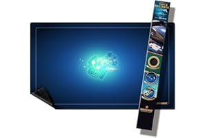 WOGAMAT Tapis MULTIJEUX Saphir (Taille 2 Bleu 60X100 CM) - Tapis pour Jeux de Cartes, de Plateau, de dés - Format Polyvalent - finitition Premium - antidérapant, Silencieux, épais et Lavable