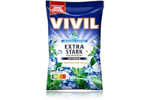 ‎VIVIL VIVIL Extra Stark mit Vitamin C, 1 Beutel, Halsbonbons mit Pfefferminzgeschmack, ohne Zucker & vegan, 1 x 120g