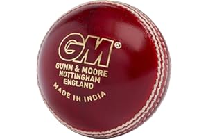 Gunn & Moore GM Cricket Ball, Clubman Grade 1 Club Match, Hand Stitched Waxed Leather 68-70 Seam Stitches, Junior & Senior Sizes, Red