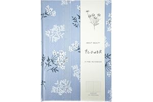 ipoul Floral Hardcover Journal for Writing, Lined Notebook for women, A5, 200 Pages, 6x8 Medium Size Notebook, Floret Printed Fabric Linen Personal Journal, Lay Flat Notebook, Reading Journal, Blue.
